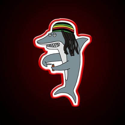 Reggae Shark Funny Dreadlock Rasta Hemp Inspired Green Leaf Led Neon Sign Rgb Color - Shineneon