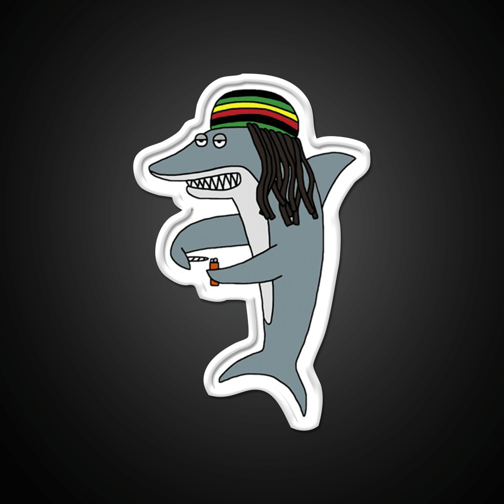 Reggae Shark Funny Dreadlock Rasta Hemp Inspired Green Leaf Led Neon Sign Rgb Color - Shineneon