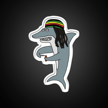 Reggae Shark Funny Dreadlock Rasta Hemp Inspired Green Leaf Led Neon Sign Rgb Color - Shineneon