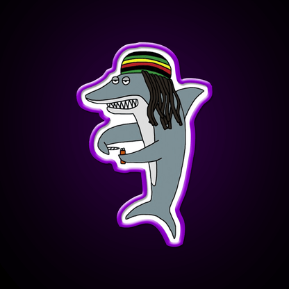 Reggae Shark Funny Dreadlock Rasta Hemp Inspired Green Leaf Led Neon Sign Rgb Color - Shineneon