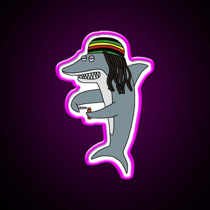 Reggae Shark Funny Dreadlock Rasta Hemp Inspired Green Leaf Led Neon Sign Rgb Color - Shineneon