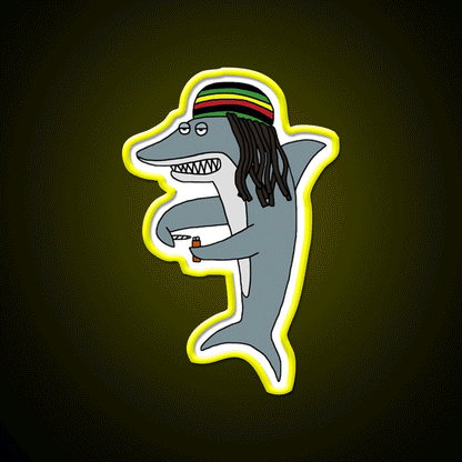 Reggae Shark Funny Dreadlock Rasta Hemp Inspired Green Leaf Led Neon Sign Rgb Color - Custom LED neon sign front view