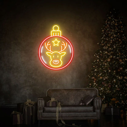 Reindeer In Christmas Led Neon Sign Ball Decor Wall Art | Shineneon