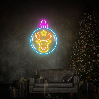 Reindeer In Christmas Led Neon Sign Ball Decor Wall Art | Shineneon