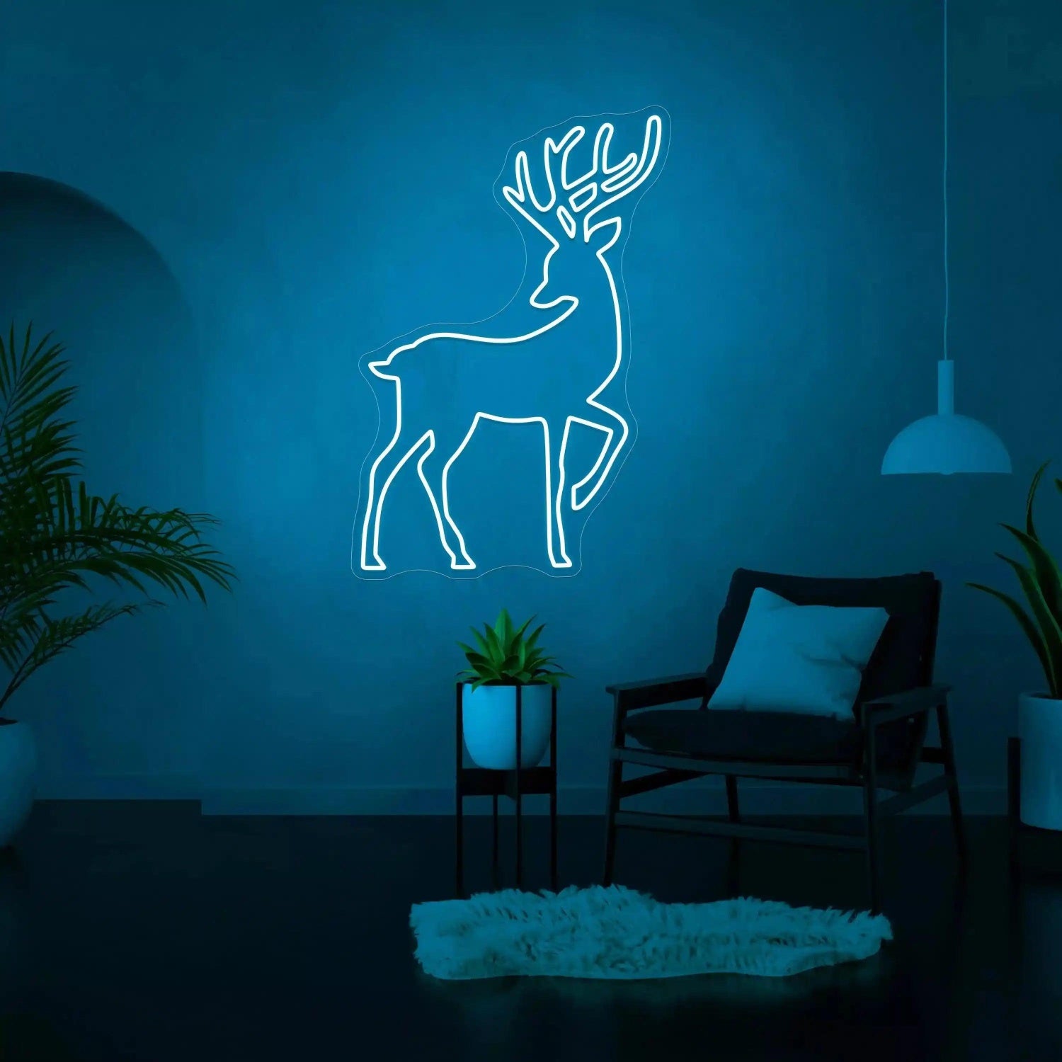 Reindeer Silhouette White Led Neon Sign For Modern Home Decor | Shineneon