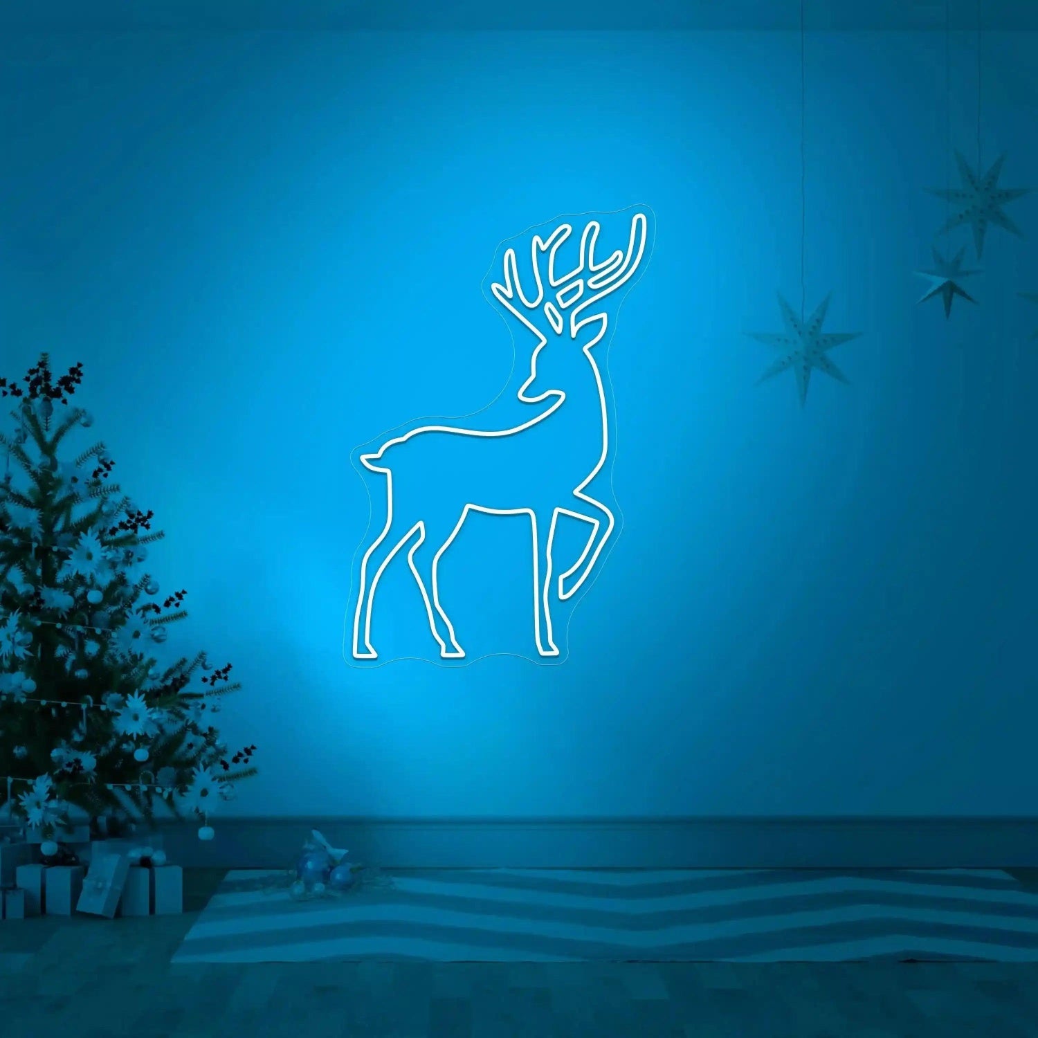Reindeer Silhouette White Led Neon Sign For Modern Home Decor | Shineneon