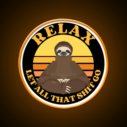 Relax Let All That Shit Go Funny Yoga Sloth Yoga Led Neon Sign Rgb Color