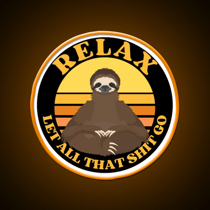 Relax Let All That Shit Go Funny Yoga Sloth Yoga Led Neon Sign Rgb Color - Shineneon