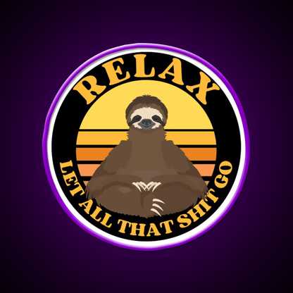 Relax Let All That Shit Go Funny Yoga Sloth Yoga Led Neon Sign Rgb Color - Shineneon