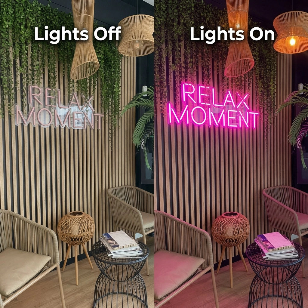 Relax Moment Wall Decor LED Neon Sign - 06 Day Night Comparison