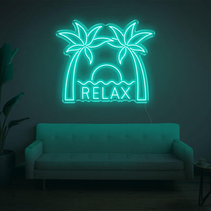 Relax Palm Sunset Led Neon Sign With Vibrant Yellow Glow For Indoor Wall Decor | Shineneon