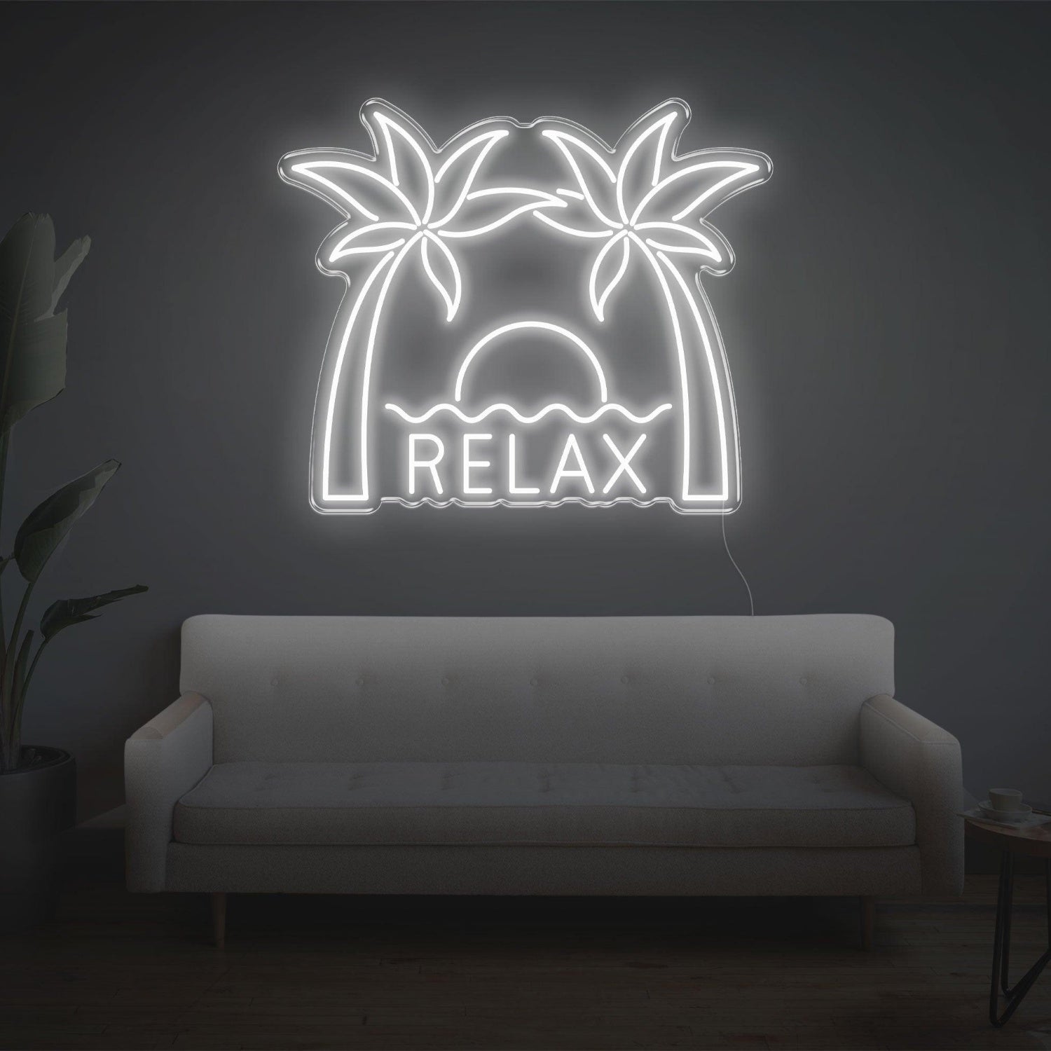 Relax Palm Sunset Led Neon Sign With Vibrant Yellow Glow For Indoor Wall Decor | Shineneon