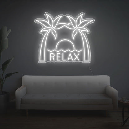 Relax Palm Sunset Led Neon Sign With Vibrant Yellow Glow For Indoor Wall Decor | Shineneon