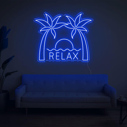 Relax Palm Sunset Led Neon Sign With Vibrant Yellow Glow For Indoor Wall Decor | Shineneon