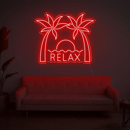 Relax Palm Sunset Led Neon Sign With Vibrant Yellow Glow For Indoor Wall Decor | Shineneon