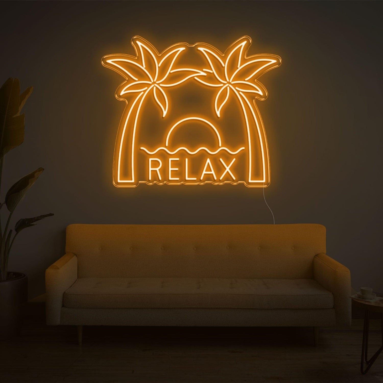 Relax Palm Sunset Led Neon Sign With Vibrant Yellow Glow For Indoor Wall Decor | Shineneon
