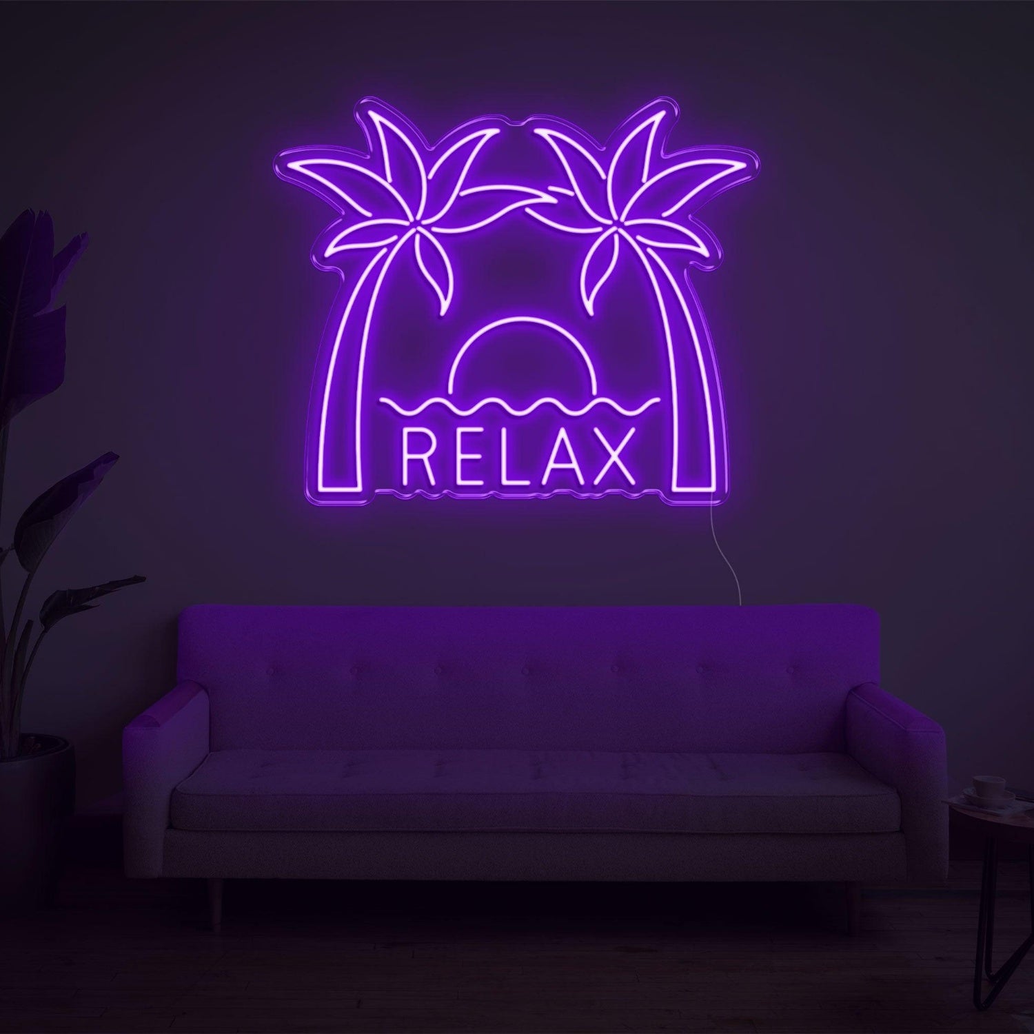 Relax Palm Sunset Led Neon Sign With Vibrant Yellow Glow For Indoor Wall Decor | Shineneon