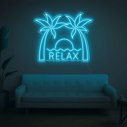 Relax Palm Sunset Led Neon Sign With Vibrant Yellow Glow For Indoor Wall Decor | Shineneon