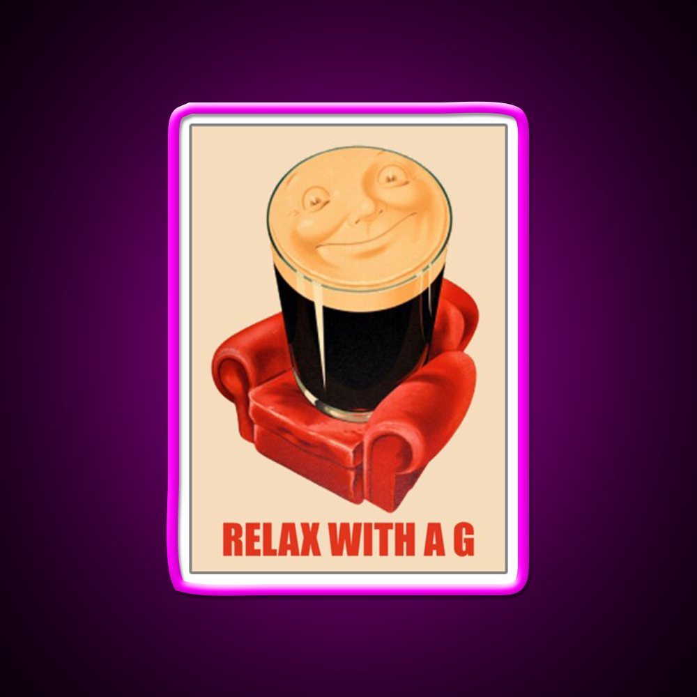 Relax With Guinness Beer Bar Decor Led Neon Sign Rgb Color - Neon sign mounted on wall in room