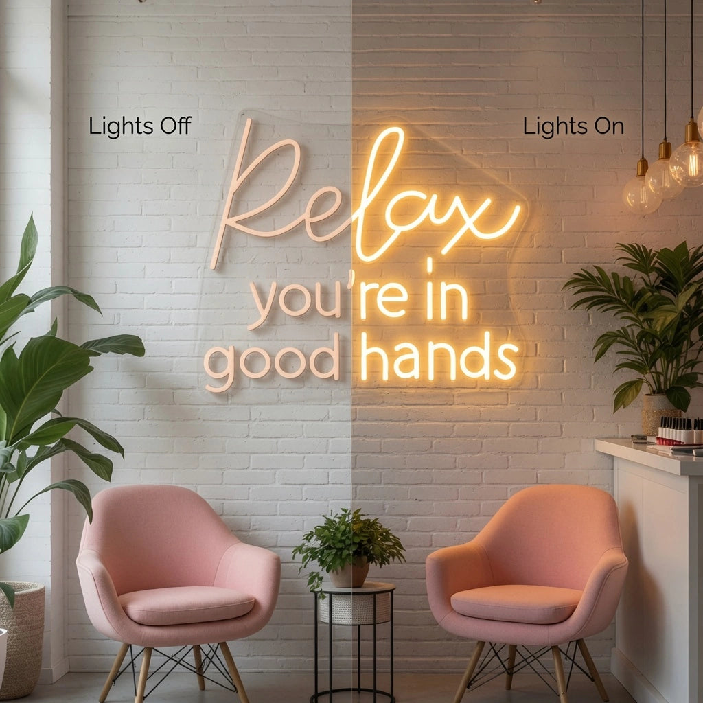 Relax You're LED Neon Sign - 06 Day Night Comparison