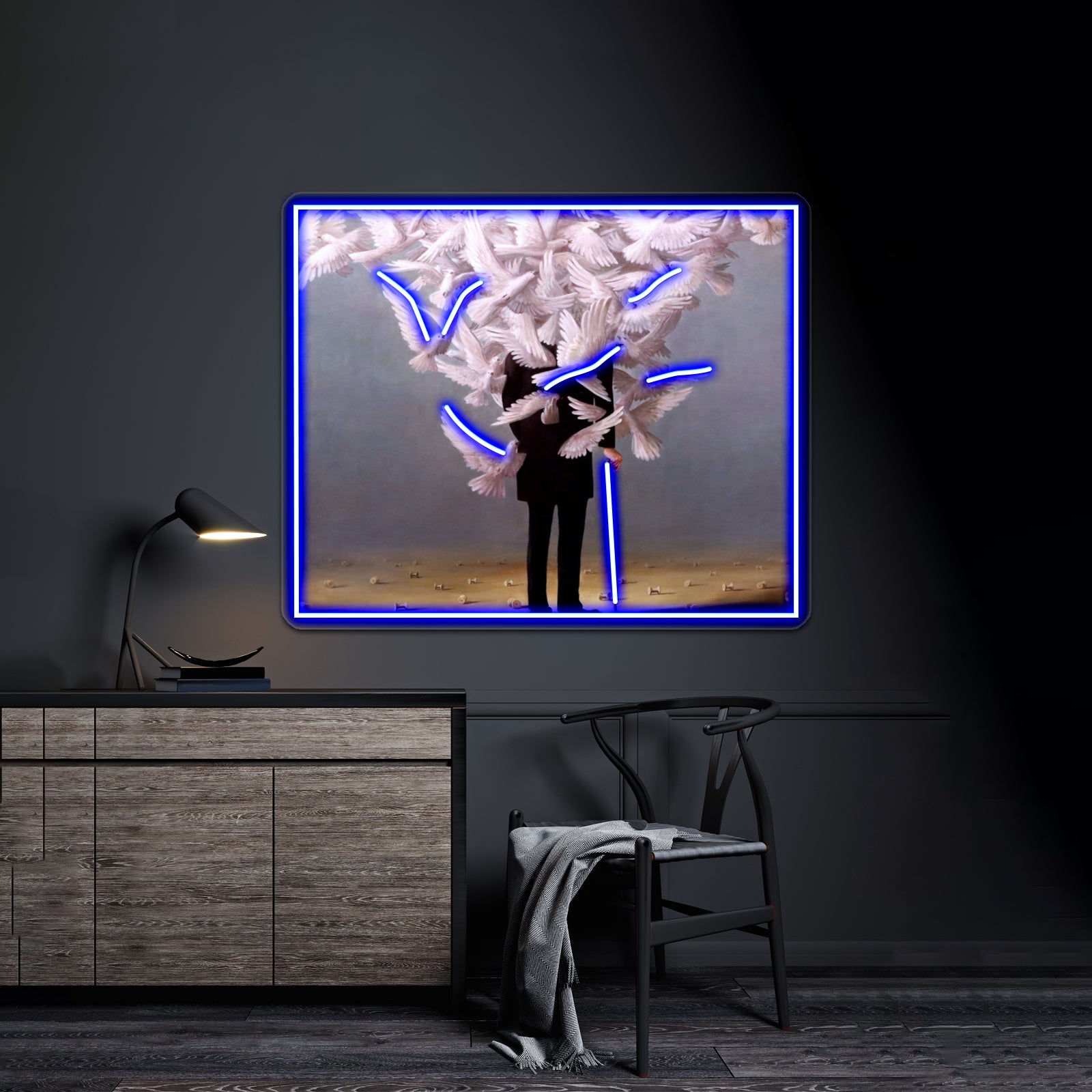 Ren Magritte Art High Quality Art Print Wall Artwork Neon Signs | Shineneon