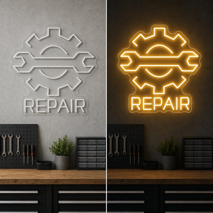 Repair LED Neon Sign Garage Man Cave Neon Sign day and night comparison