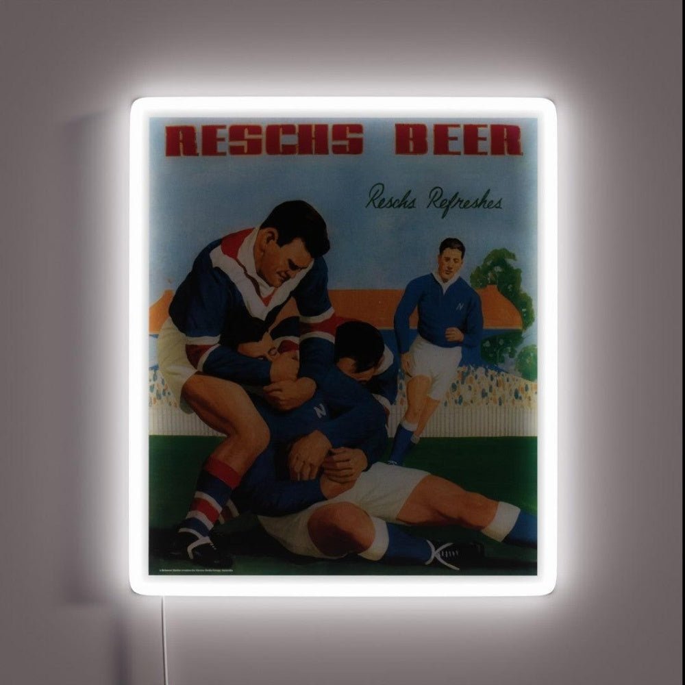 Reschs Beer 1930s Advertisement Footballers Headlock Led Neon Sign - Shineneon