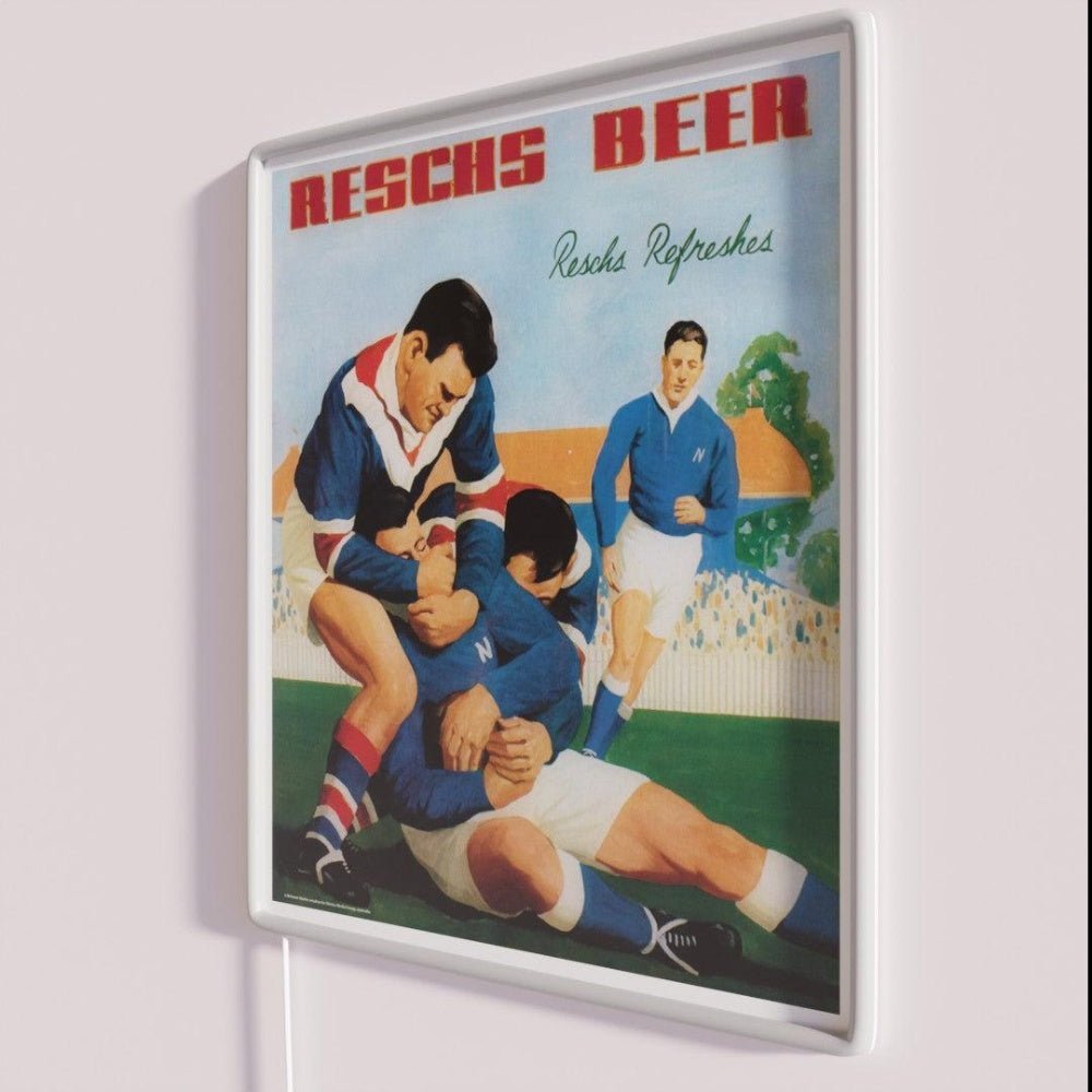 Reschs Beer 1930s Advertisement Footballers Headlock Led Neon Sign - Shineneon