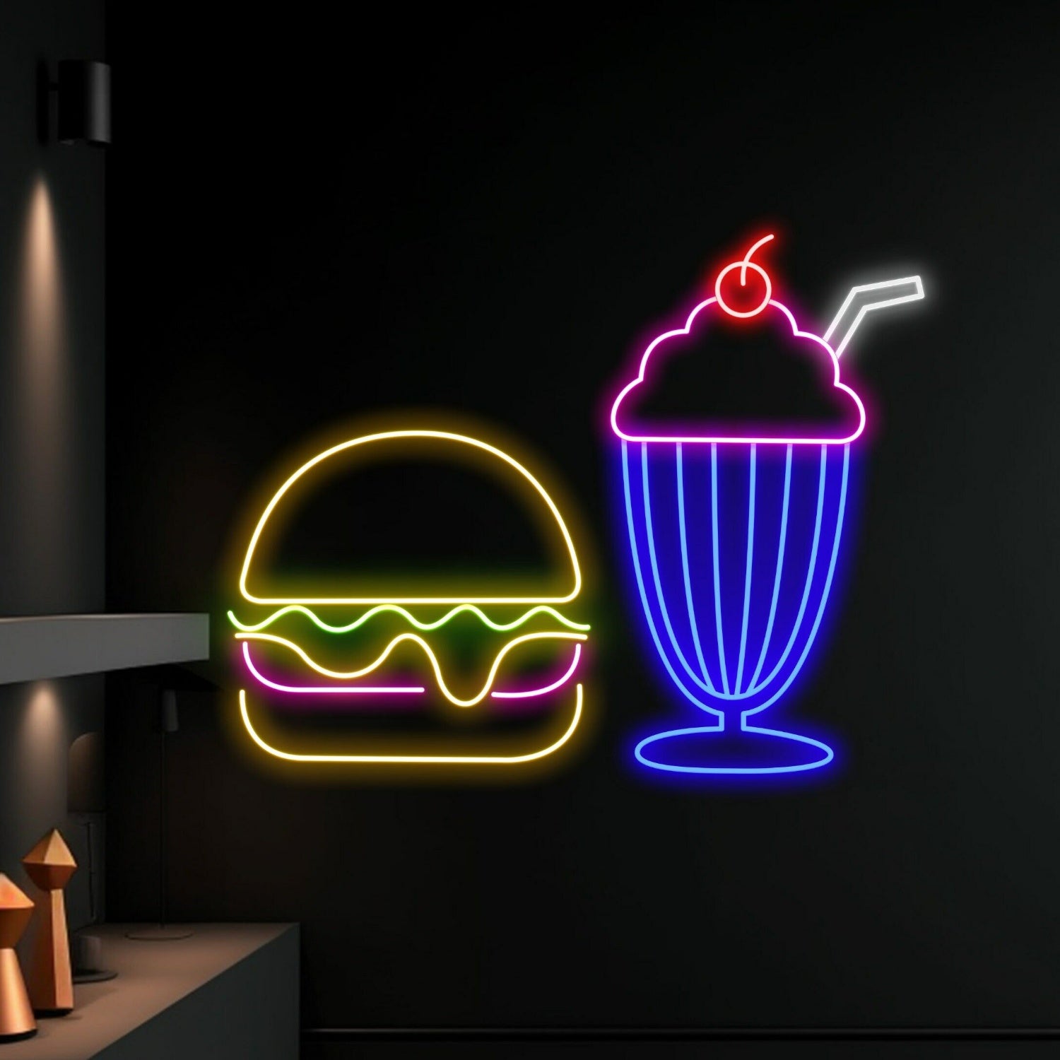 Restaurant Bar Or Kitchen The Burger And Shake Led Neon Sign | Shineneon