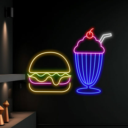 Restaurant Bar Or Kitchen The Burger And Shake Led Neon Sign | Shineneon