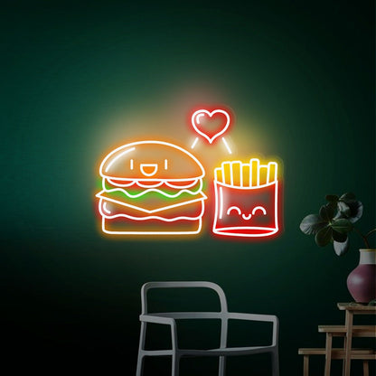 Restaurant Kitchen Or Bar Hamburger Fries Led Neon Sign | Shineneon