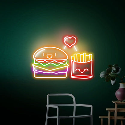 Restaurant Kitchen Or Bar Hamburger Fries Led Neon Sign | Shineneon