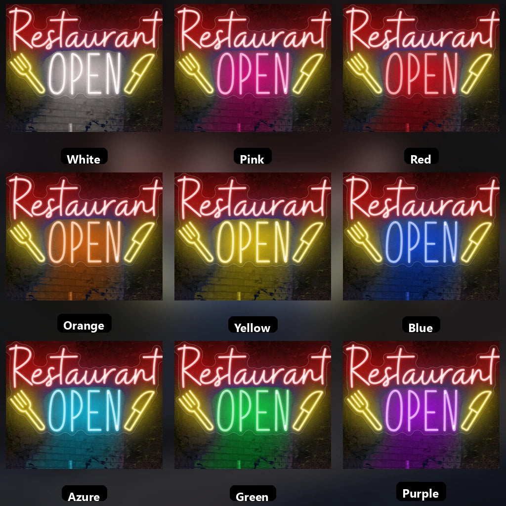 Restaurant Open LED Neon Sign - 05 Color Grid