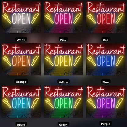 Restaurant Open LED Neon Sign - 05 Color Grid