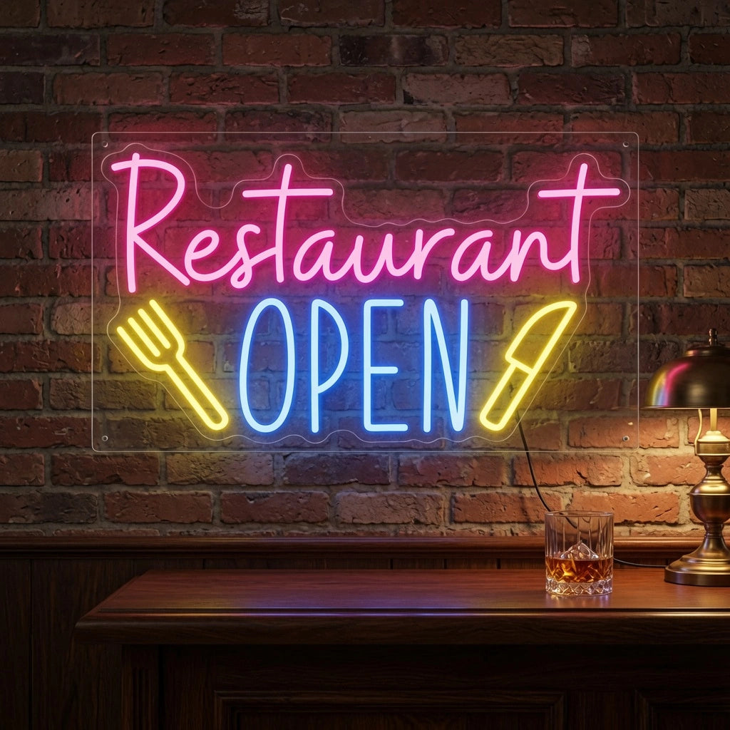 Restaurant Open Wall Decor LED Neon Sign - 03 Real Lifestyle Scene