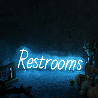 Restrooms Blue Custom Led Neon Sign | Shineneon