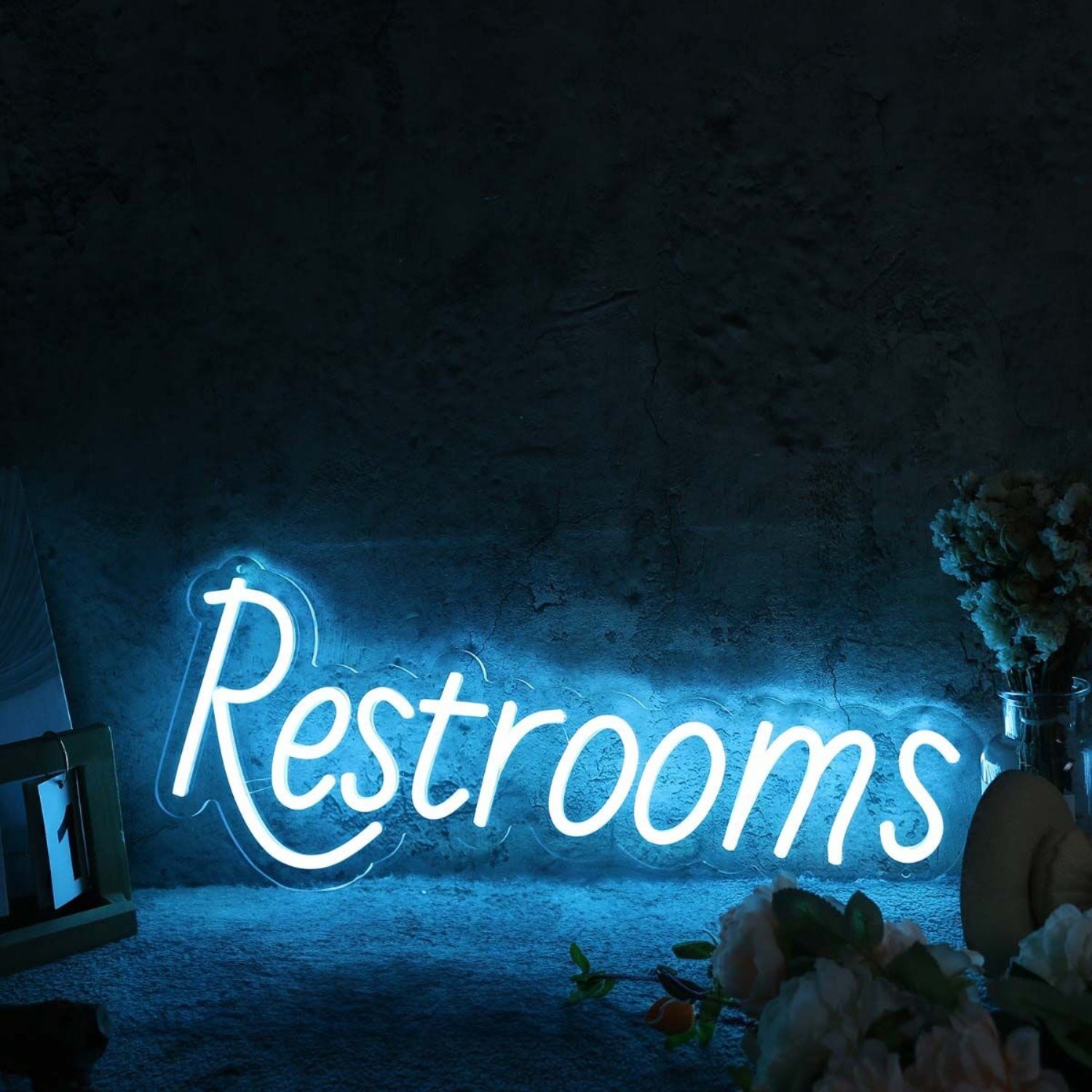 Restrooms Blue Custom Led Neon Sign | Shineneon
