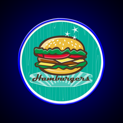Retro 1950S Diner Hamburger Circle Snack Food Led Neon Sign Rgb Color