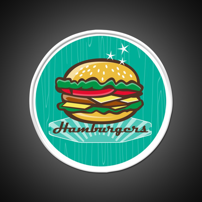 Retro 1950S Diner Hamburger Circle Snack Food Led Neon Sign Rgb Color