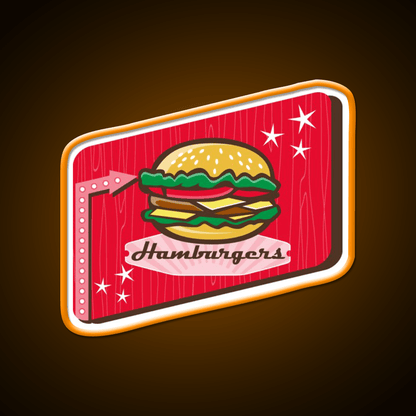 Retro 1950S Diner Hamburger Sign Snack Food Led Neon Sign Rgb Color - Shineneon