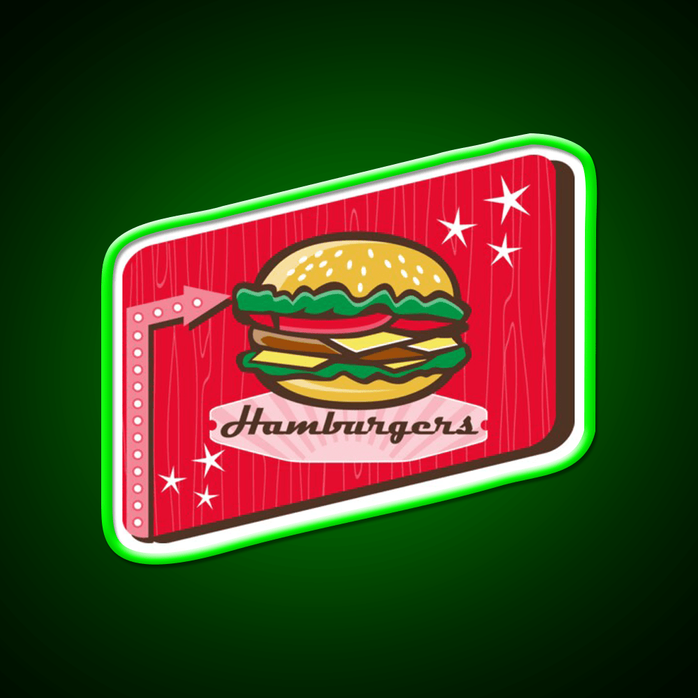 Retro 1950S Diner Hamburger Sign Snack Food Led Neon Sign Rgb Color - Shineneon