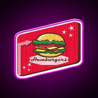 Retro 1950S Diner Hamburger Sign Snack Food Led Neon Sign Rgb Color - Shineneon