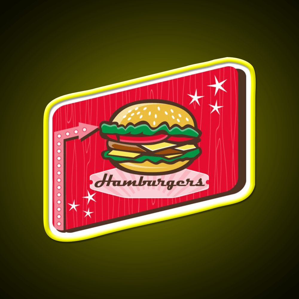 Retro 1950S Diner Hamburger Sign Snack Food Led Neon Sign Rgb Color - Shineneon