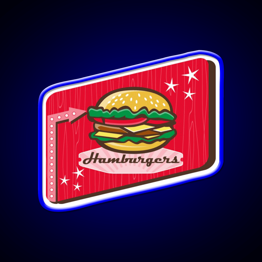 Retro 1950S Diner Hamburger Sign Snack Food Led Neon Sign Rgb Color - Shineneon