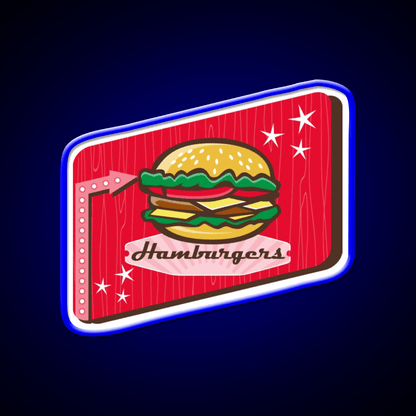 Retro 1950S Diner Hamburger Sign Snack Food Led Neon Sign Rgb Color - Shineneon