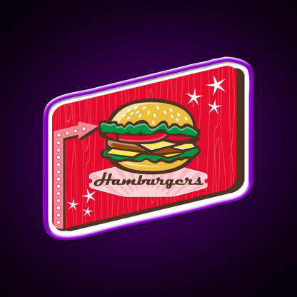 Retro 1950S Diner Hamburger Sign Snack Food Led Neon Sign Rgb Color - Shineneon