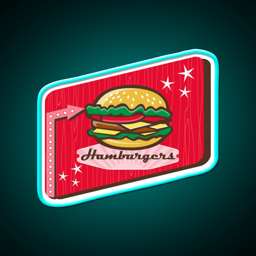 Retro 1950S Diner Hamburger Sign Snack Food Led Neon Sign Rgb Color - Shineneon