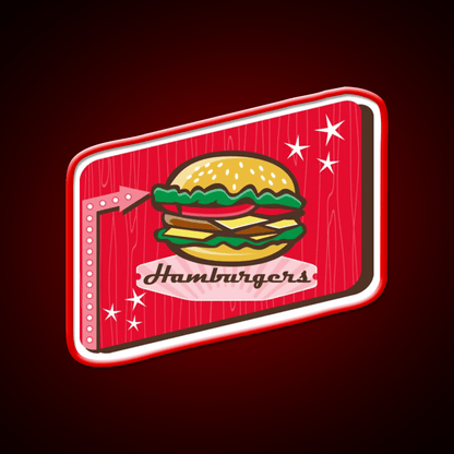 Retro 1950S Diner Hamburger Sign Snack Food Led Neon Sign Rgb Color - Shineneon