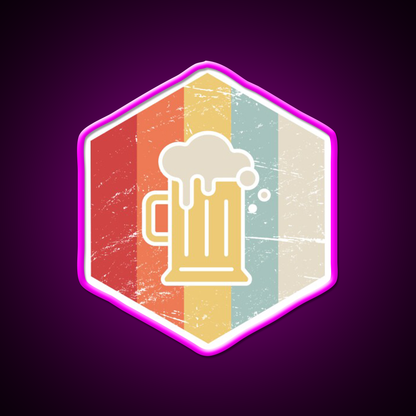 Retro 70S Homebrew Craft Beer Icon Beer Bar Decor Led Neon Sign Rgb Color - Neon sign mounted on wall in room