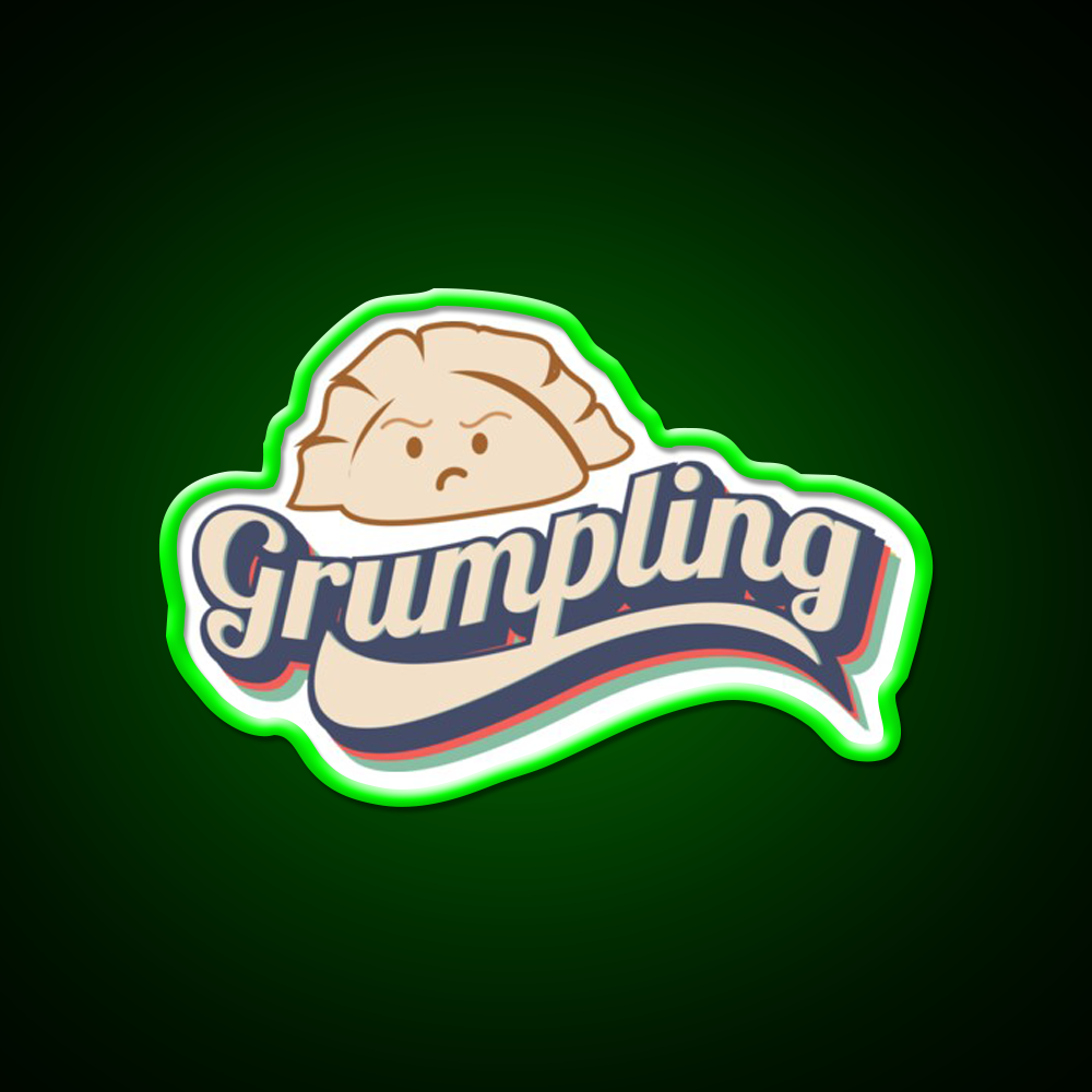 Retro Angry Dumpling Led Neon Sign Chinese Food Rgb Color